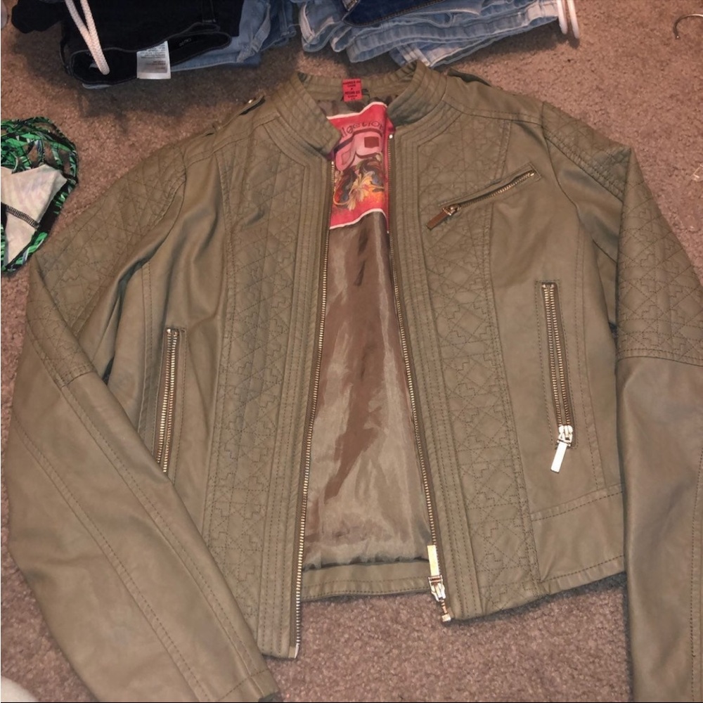 green leather jacket